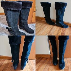 Tahari Black Winter Boots with Faux Fur